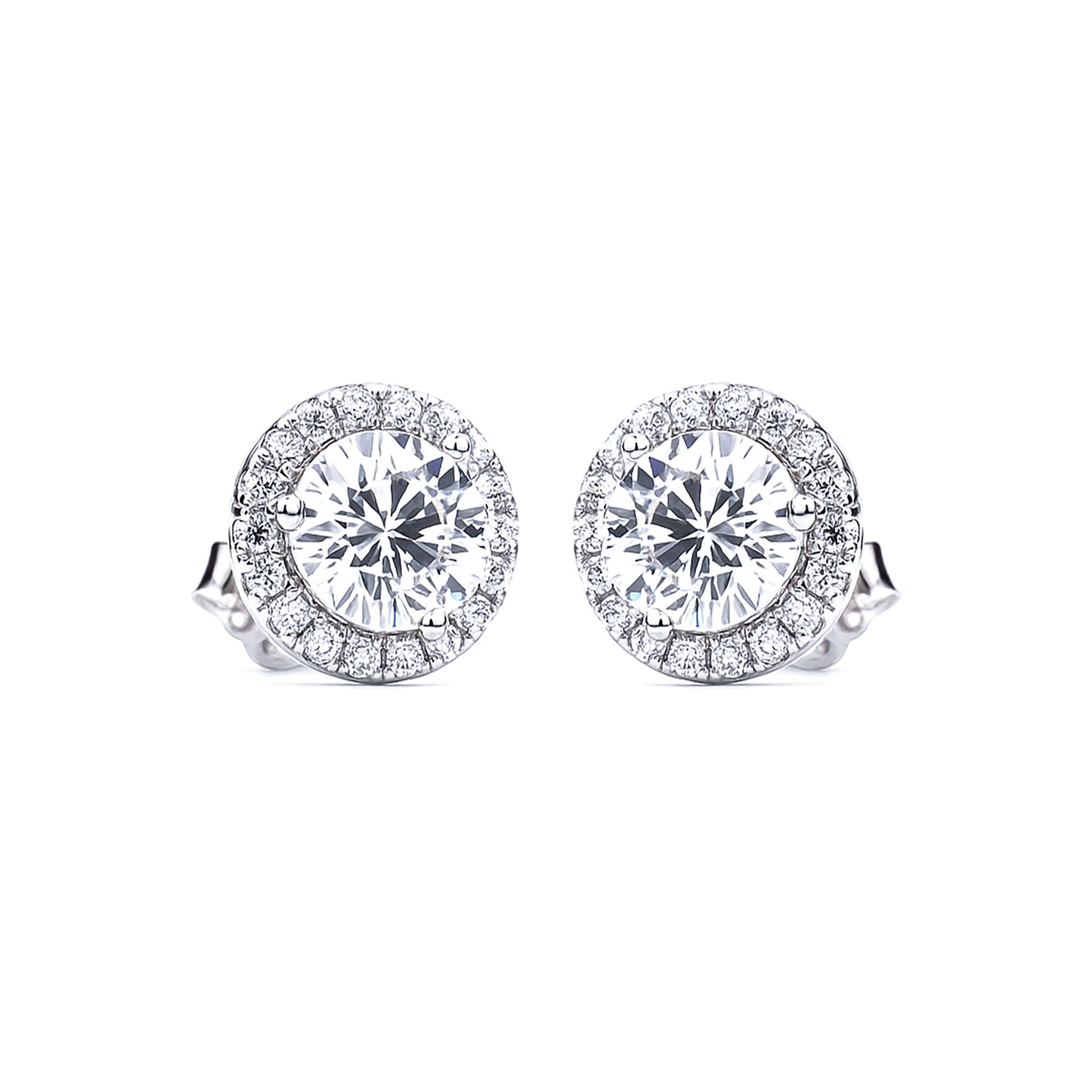S925 6mm Zircon Halo Earrings