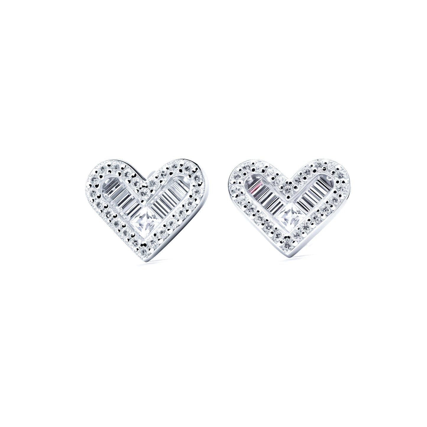 S925 Heart-Shaped Zircon Earrings