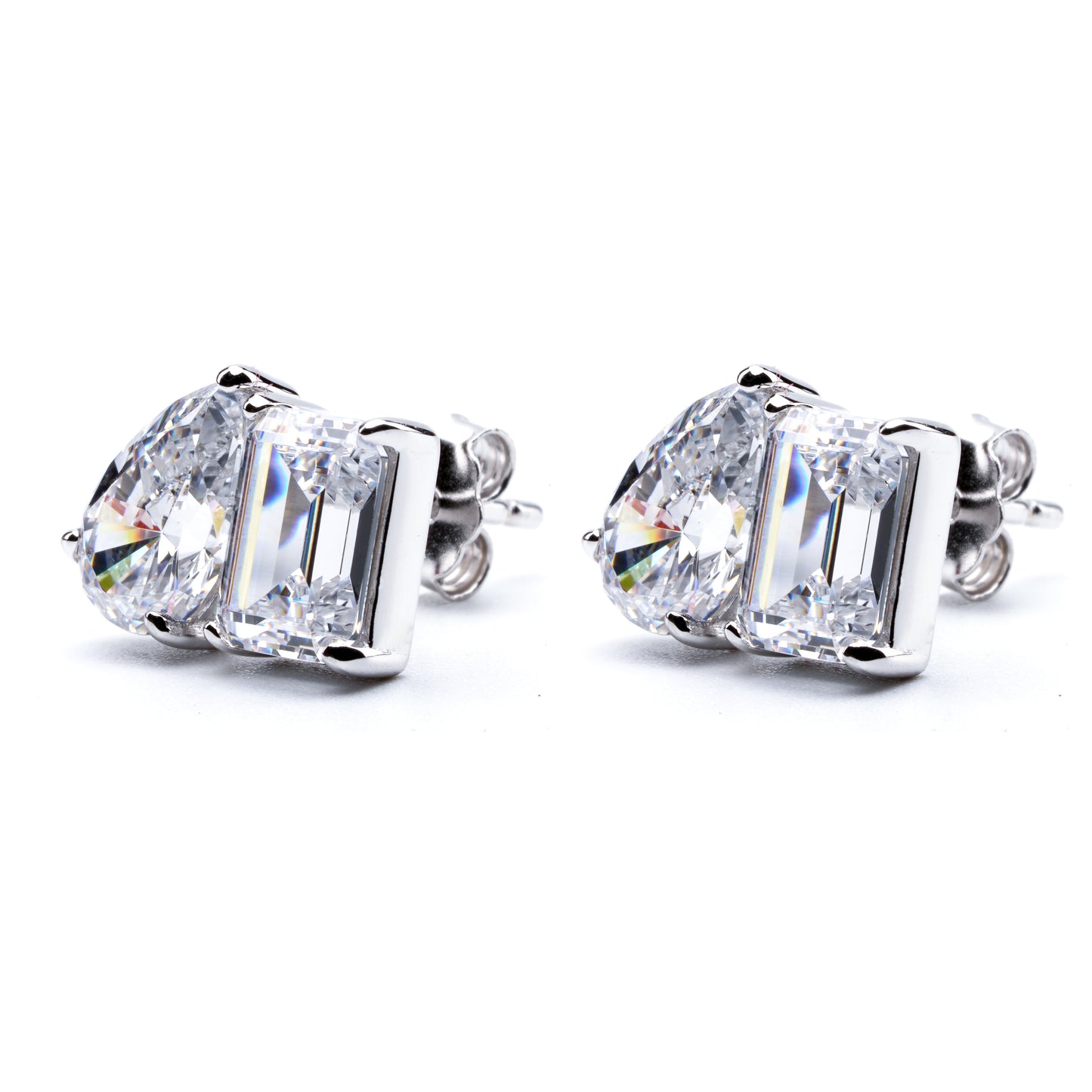 S925 Emerald Teardrop Twin Stone Earrings