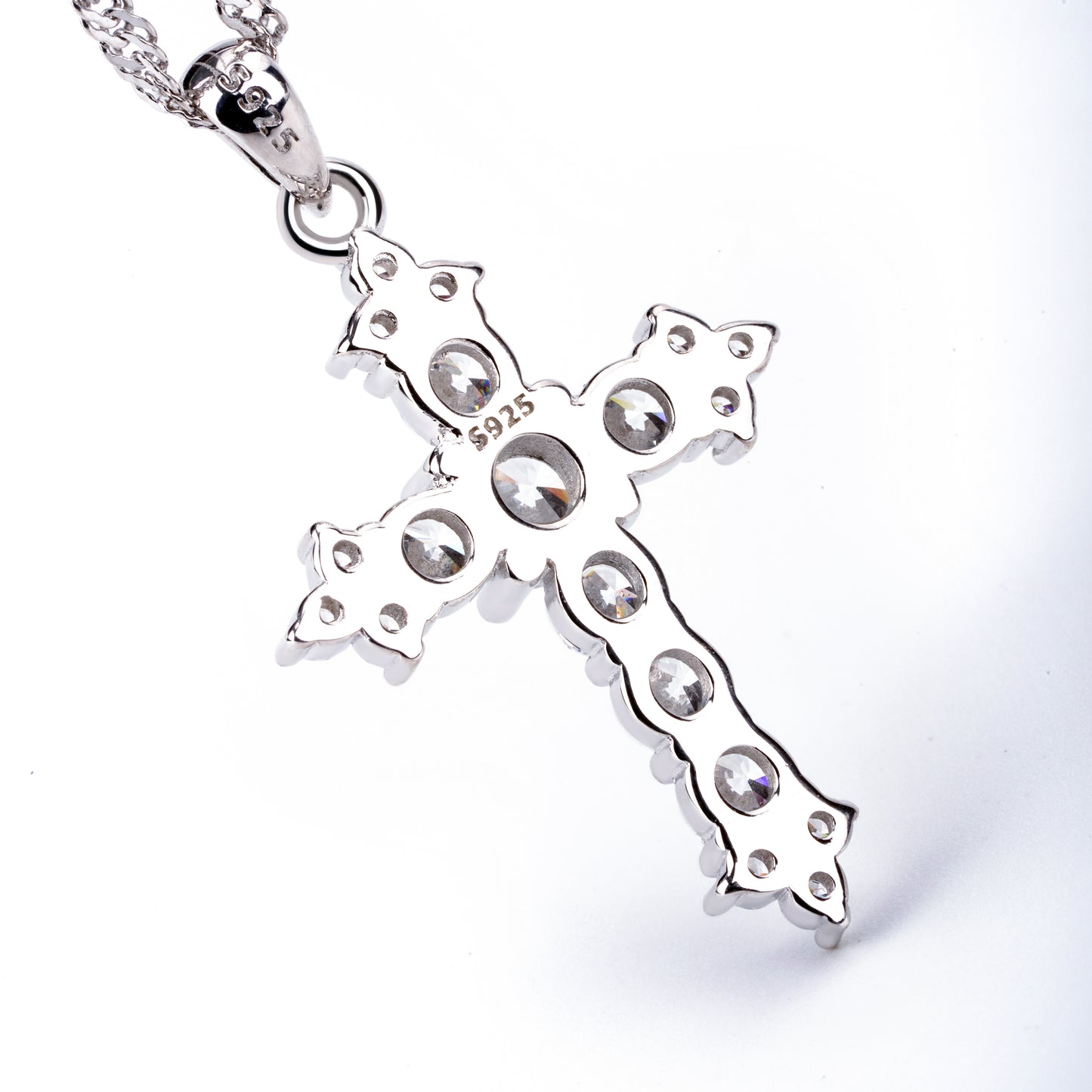 S925 diamond cross zircon necklace