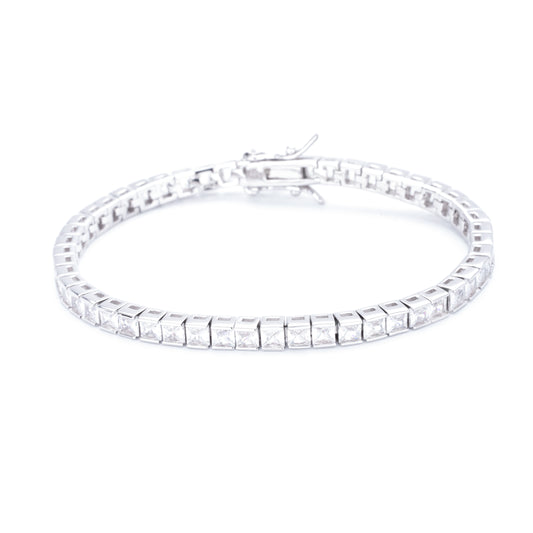 3mm Square-Cut Cubic Zirconia Tennis Bracelet