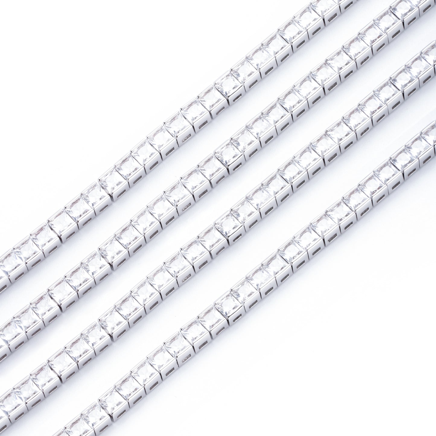 3mm Square-Cut Cubic Zirconia Tennis Bracelet