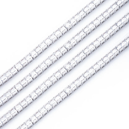 3mm Square-Cut Cubic Zirconia Tennis Bracelet