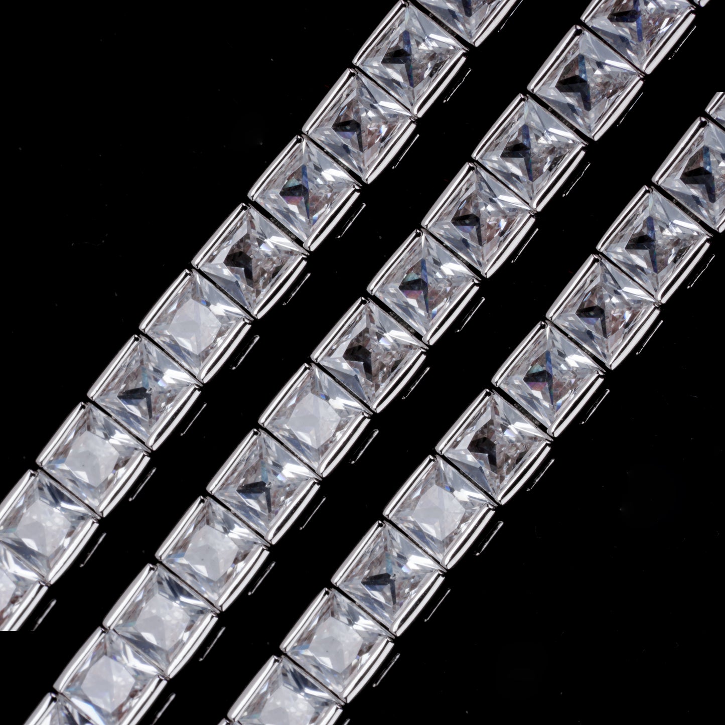 3mm Square-Cut Cubic Zirconia Tennis Bracelet