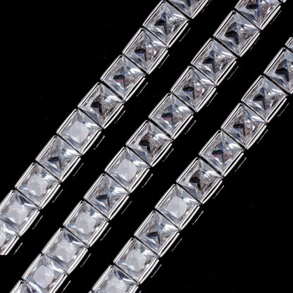 3mm Square-Cut Cubic Zirconia Tennis Bracelet