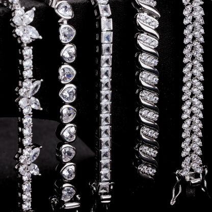 3mm Square-Cut Cubic Zirconia Tennis Bracelet