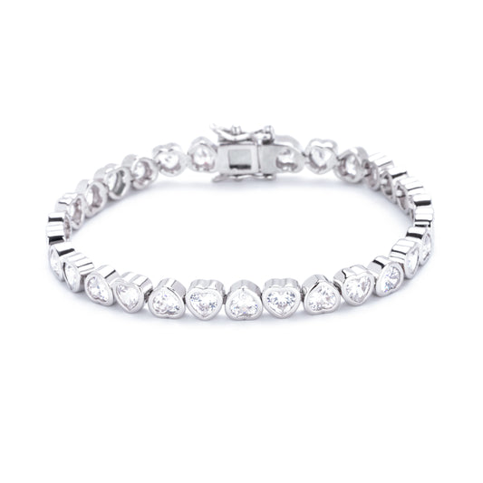 4mm Heart-Shaped Cubic Zirconia Bracelet