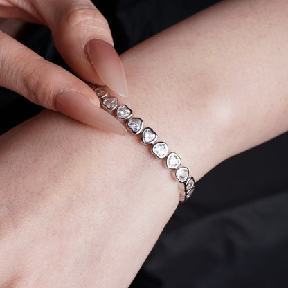 4mm Heart-Shaped Cubic Zirconia Bracelet