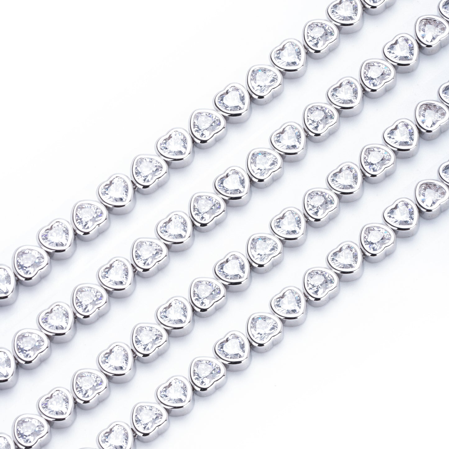 4mm Heart-Shaped Cubic Zirconia Bracelet