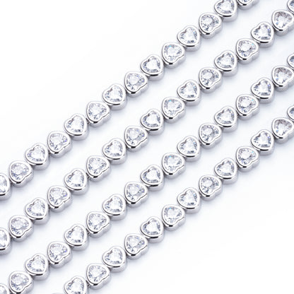 4mm Heart-Shaped Cubic Zirconia Bracelet