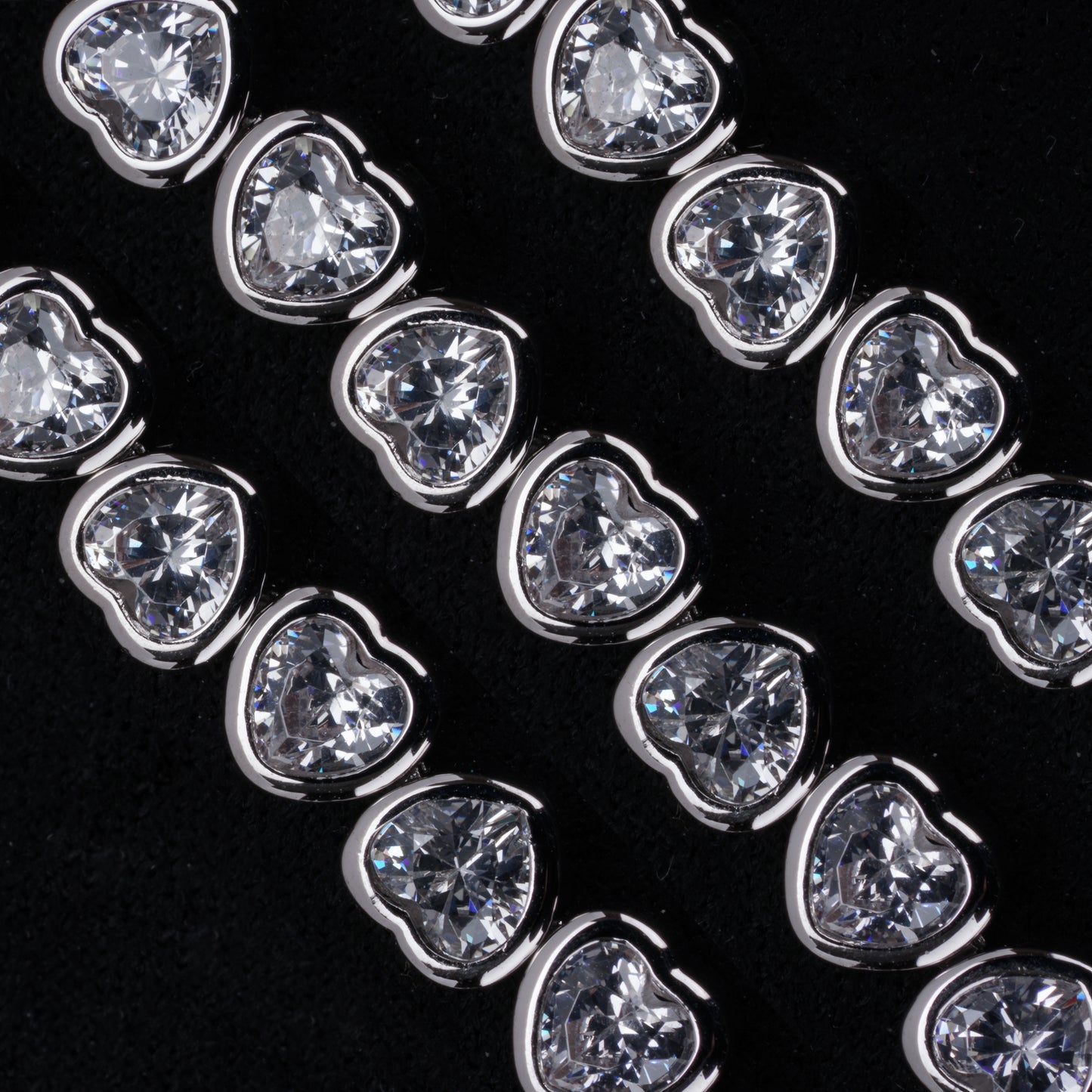 4mm Heart-Shaped Cubic Zirconia Bracelet