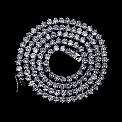 4mm Three-Prong Cubic Zirconia Tennis Chain