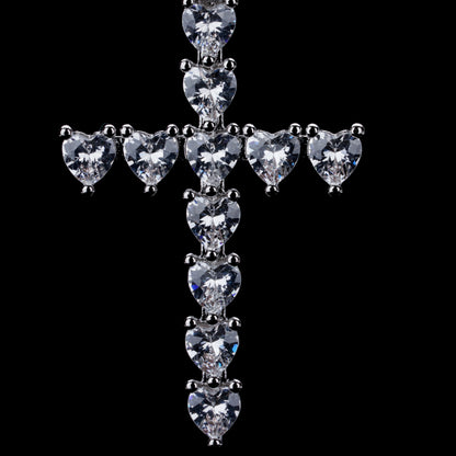 Heart-Shaped Cubic Zirconia Cross