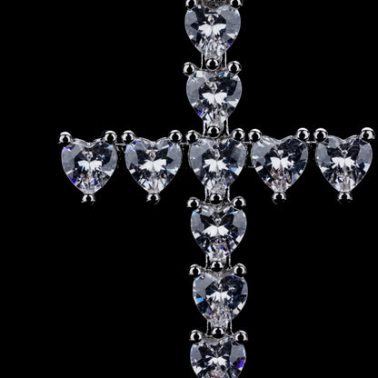 Heart-Shaped Cubic Zirconia Cross