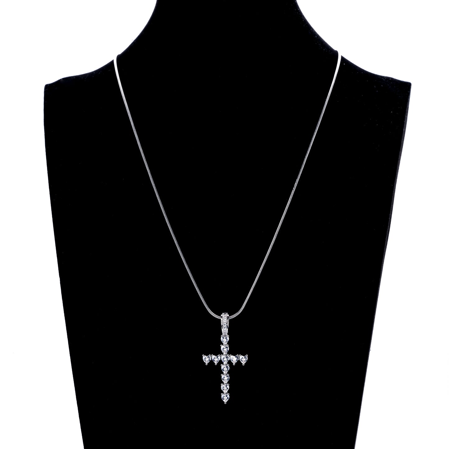 Heart-Shaped Cubic Zirconia Cross