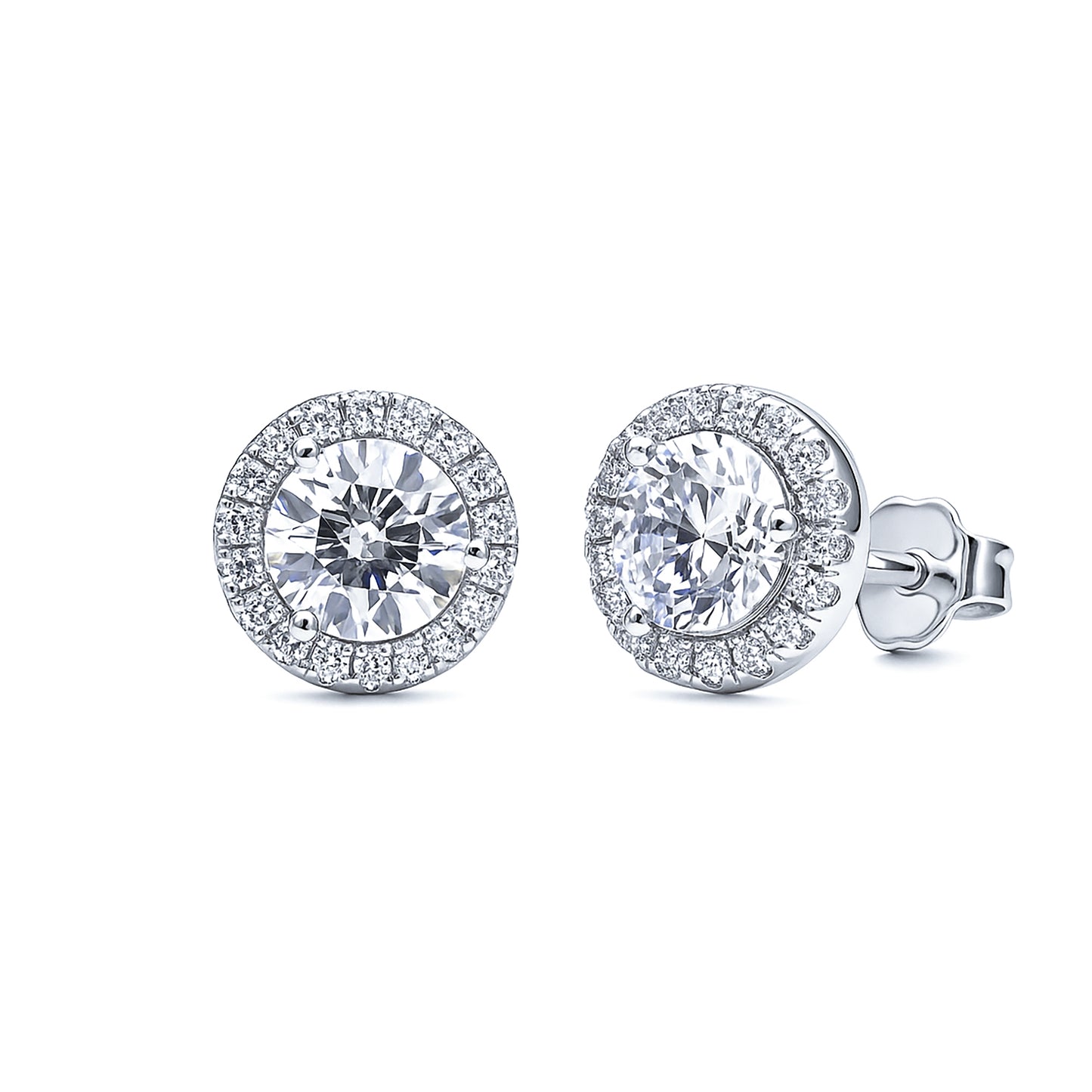 S925 6mm Zircon Halo Earrings