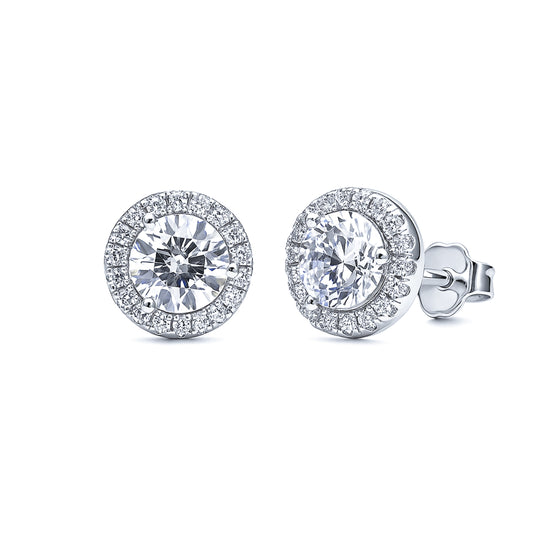 S925 6mm Zircon Halo Earrings