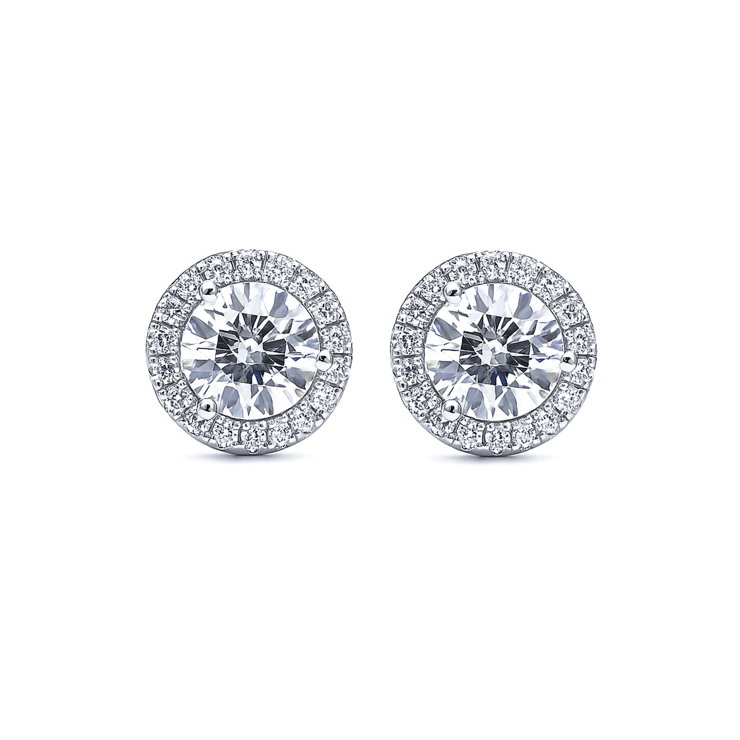 S925 6mm Zircon Halo Earrings