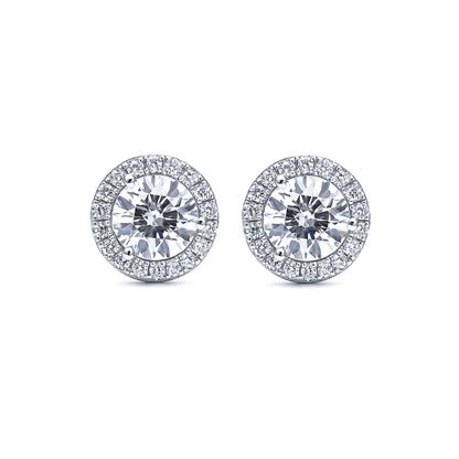 S925 6mm Zircon Halo Earrings
