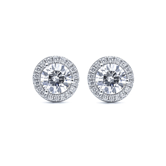 S925 6mm Zircon Halo Earrings