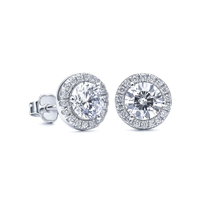 S925 6mm Zircon Halo Earrings