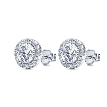 S925 6mm Zircon Halo Earrings