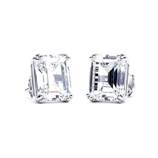 S925 Emerald-Cut Zircon Earrings