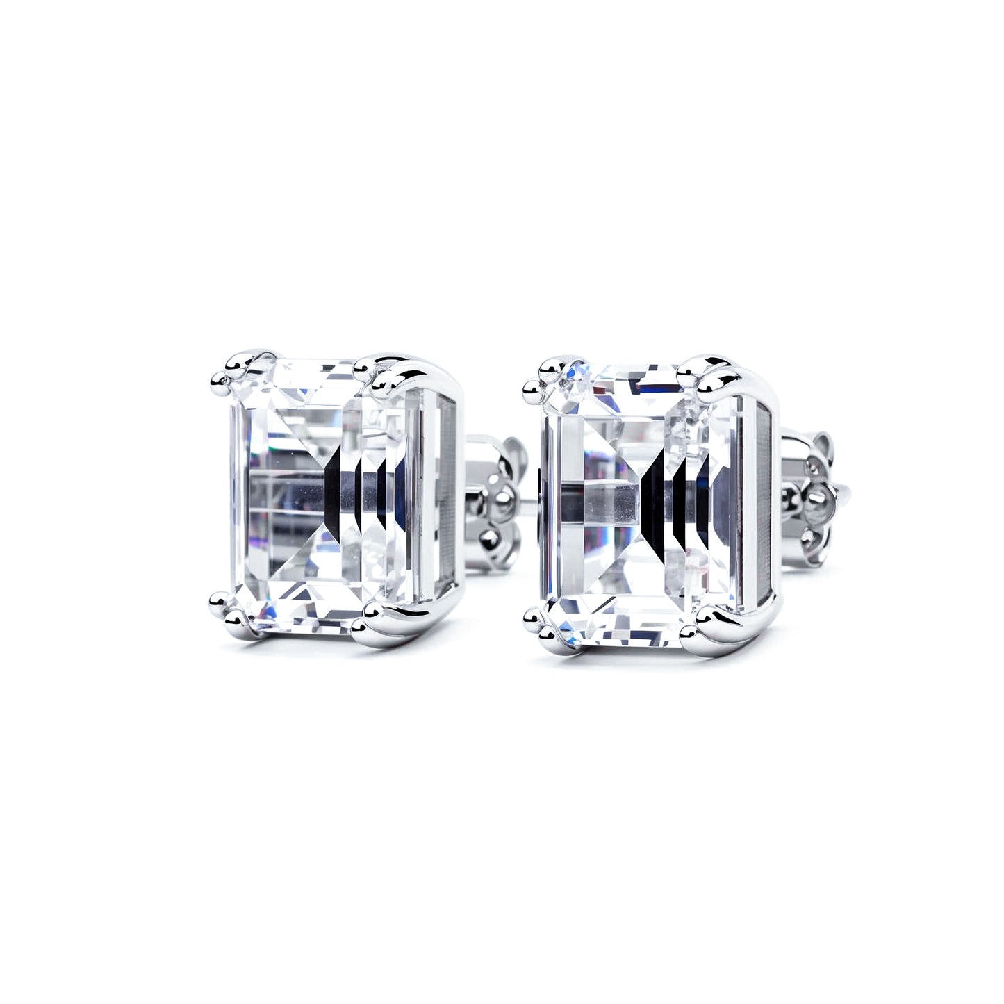 S925 Emerald-Cut Zircon Earrings