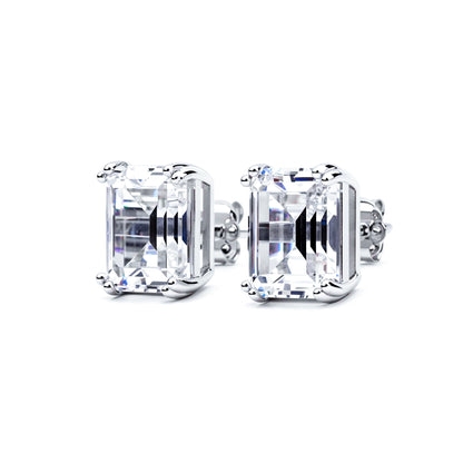 S925 Emerald-Cut Zircon Earrings