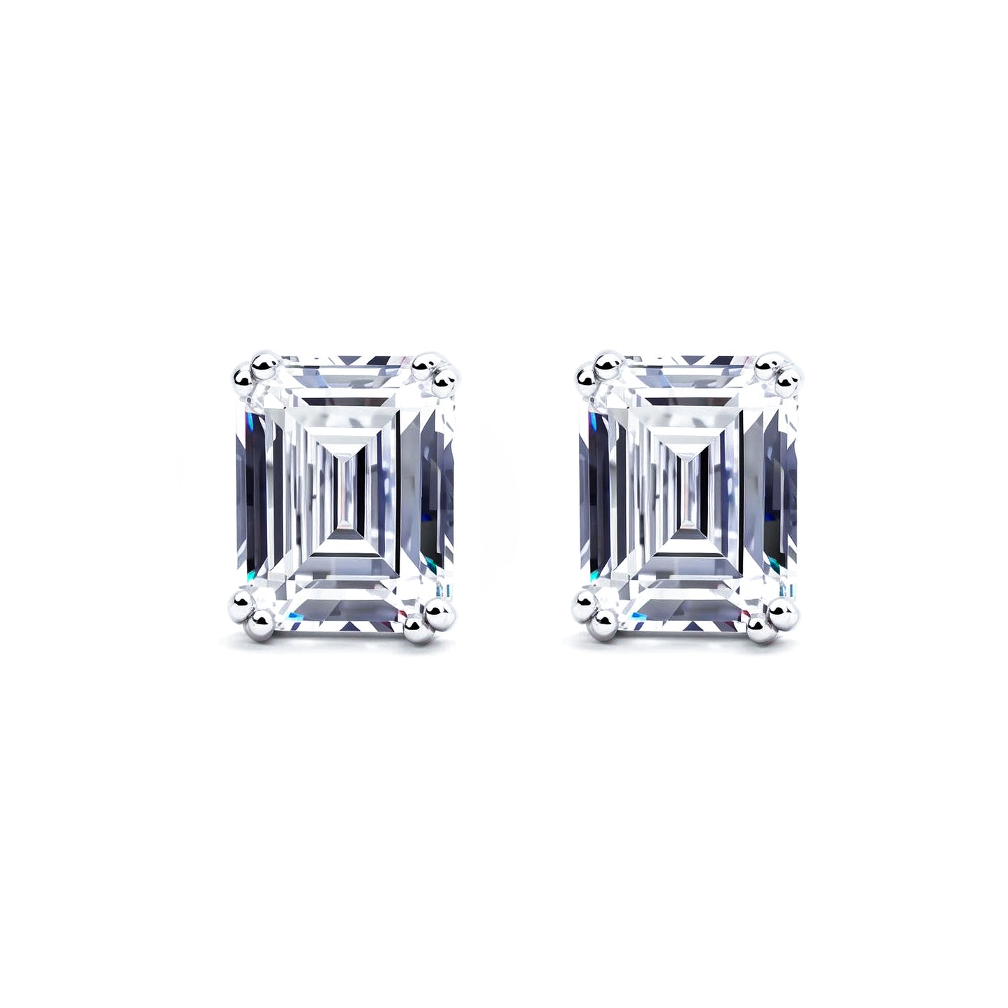 S925 Emerald-Cut Zircon Earrings