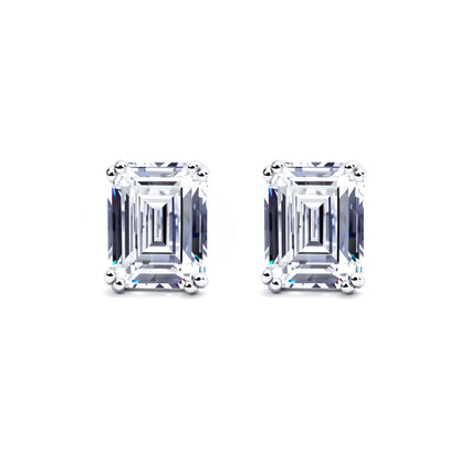 S925 Emerald-Cut Zircon Earrings