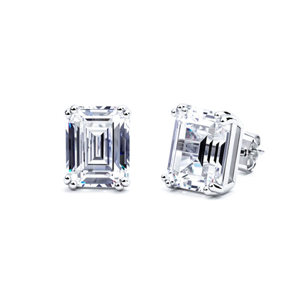 S925 Emerald-Cut Zircon Earrings