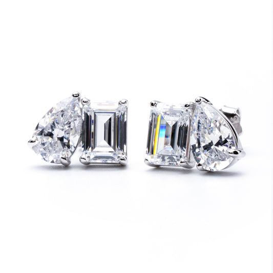 S925 Emerald Teardrop Twin Stone Earrings