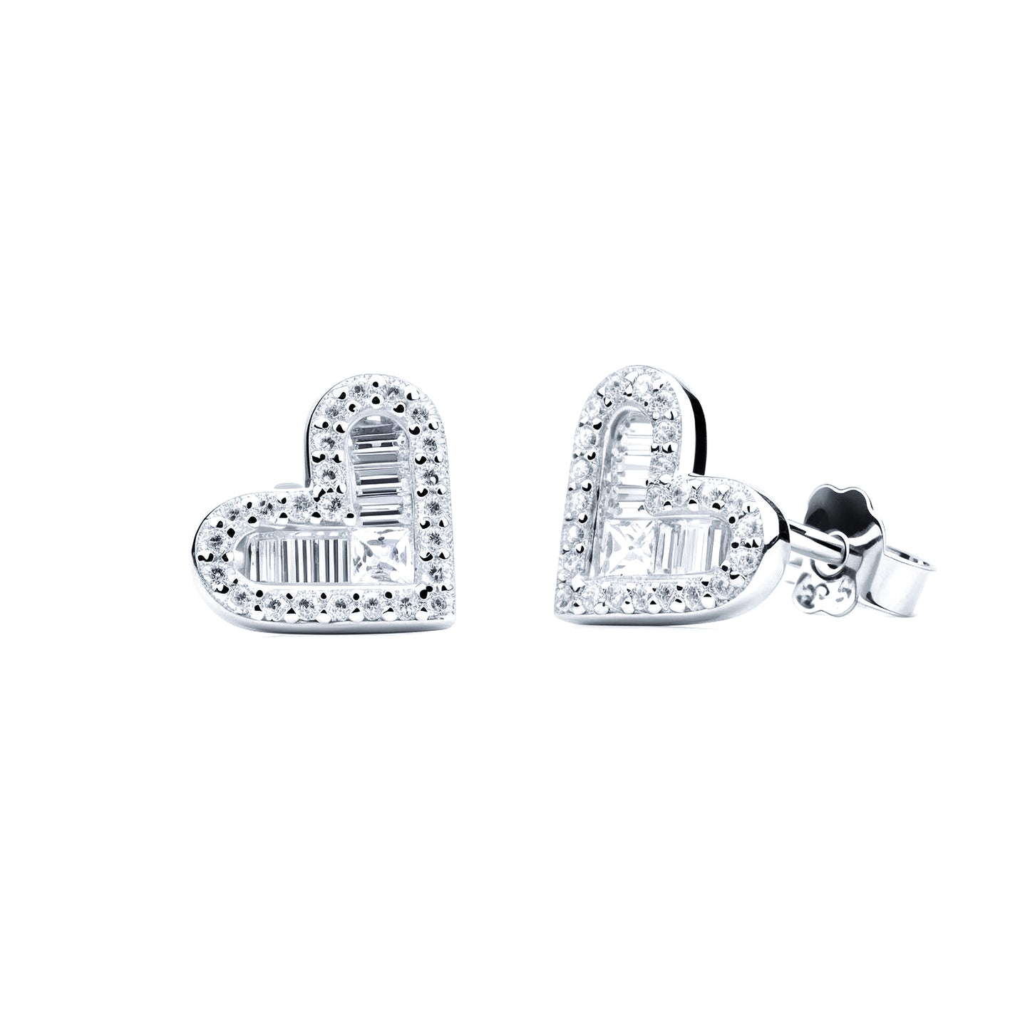 S925 Heart-Shaped Zircon Earrings