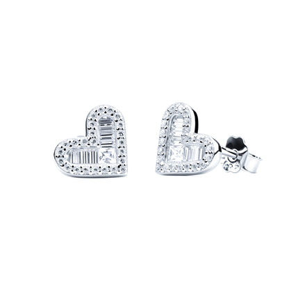 S925 Heart-Shaped Zircon Earrings