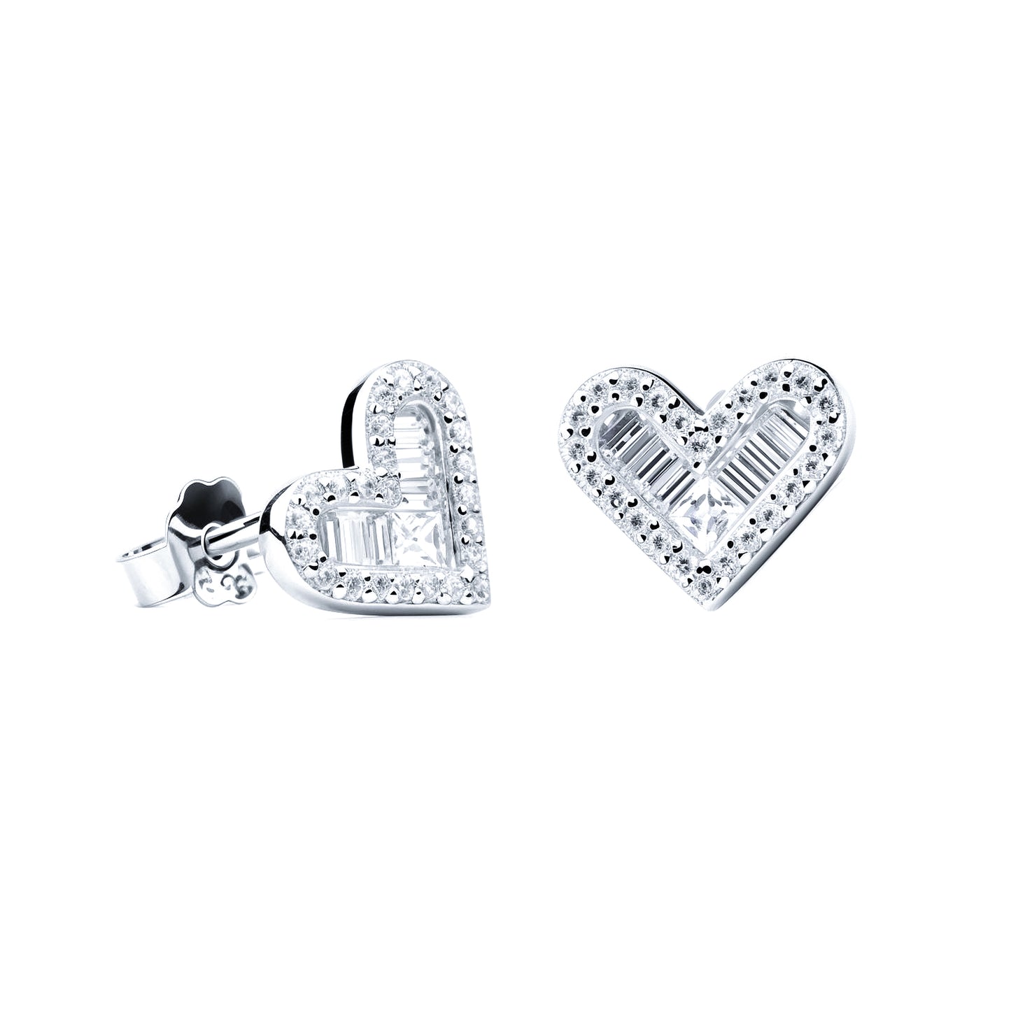 S925 Heart-Shaped Zircon Earrings