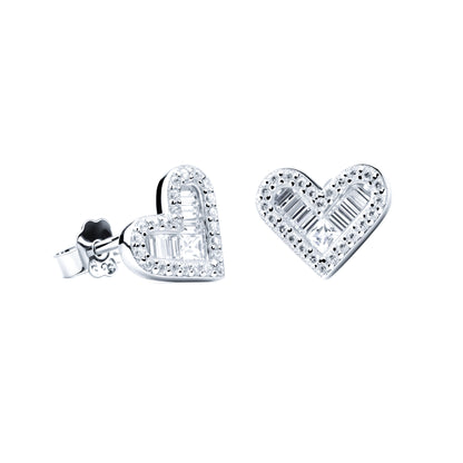 S925 Heart-Shaped Zircon Earrings