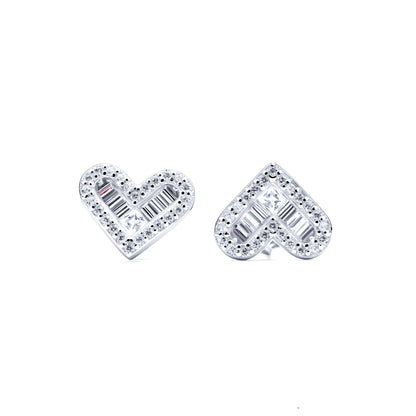 S925 Heart-Shaped Zircon Earrings