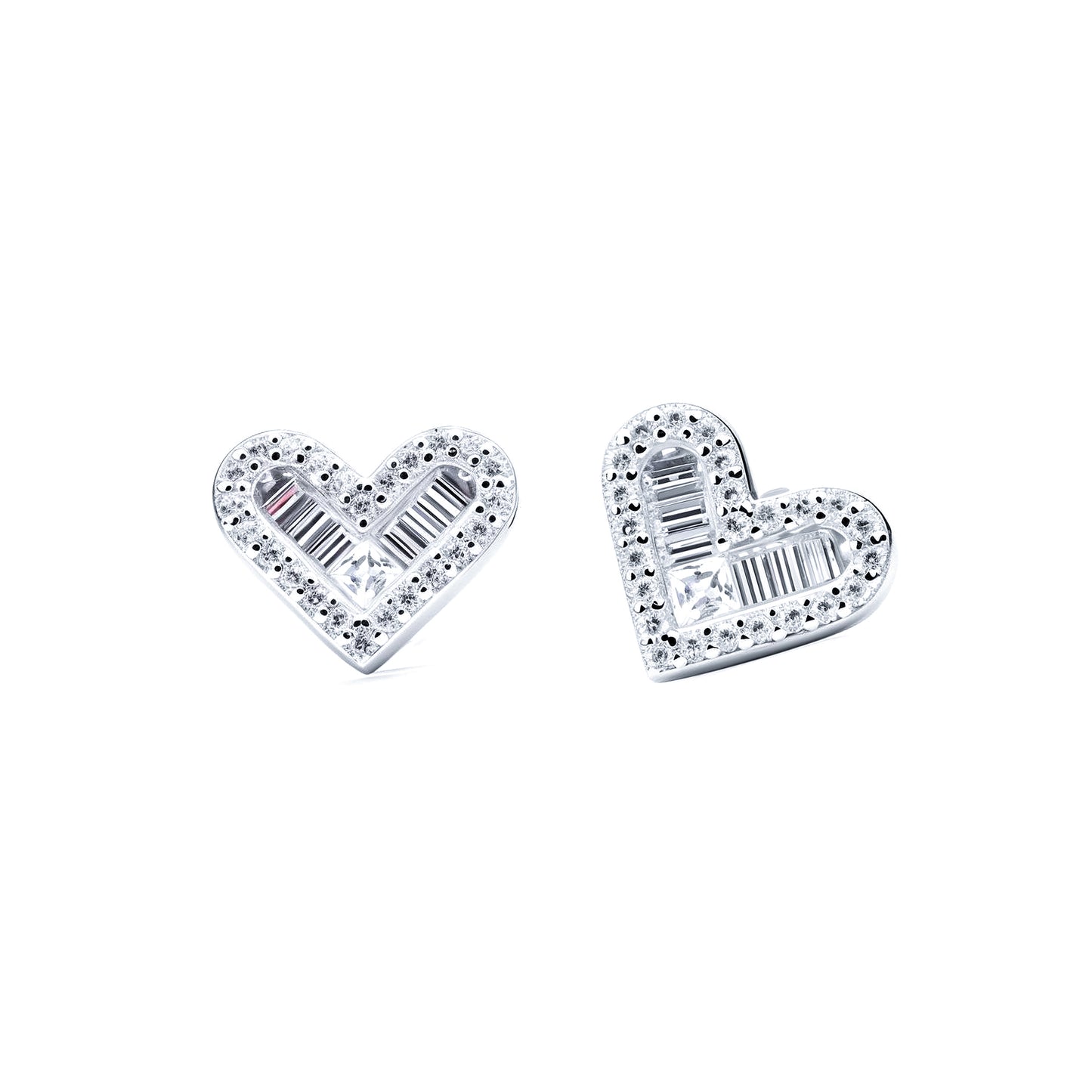 S925 Heart-Shaped Zircon Earrings