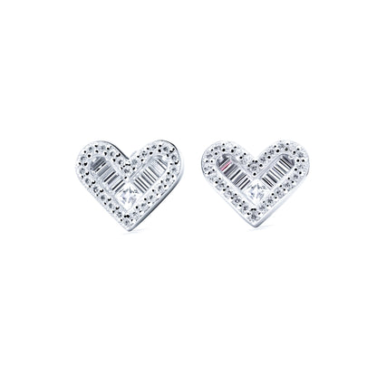 S925 Heart-Shaped Zircon Earrings