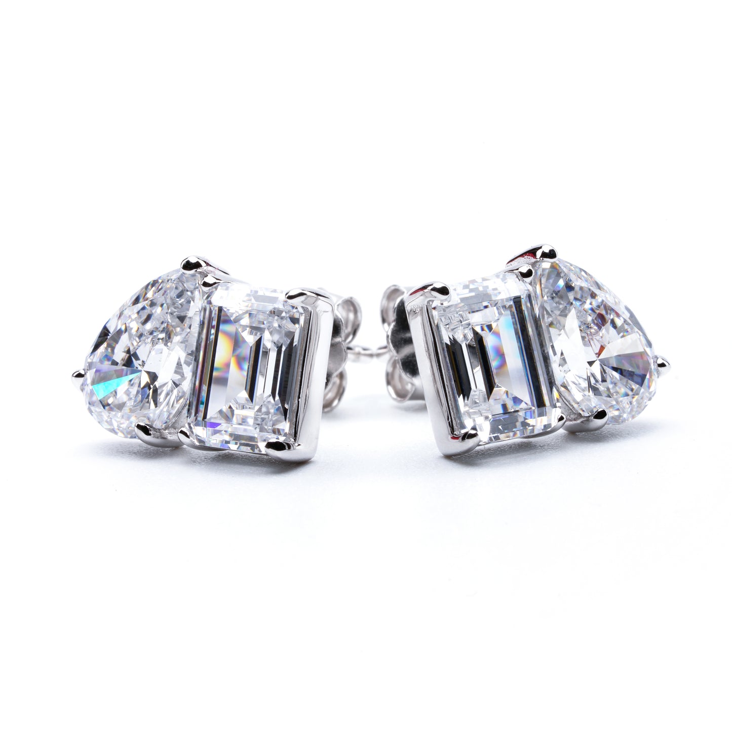 S925 Emerald Teardrop Twin Stone Earrings