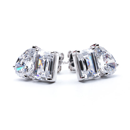 S925 Emerald Teardrop Twin Stone Earrings