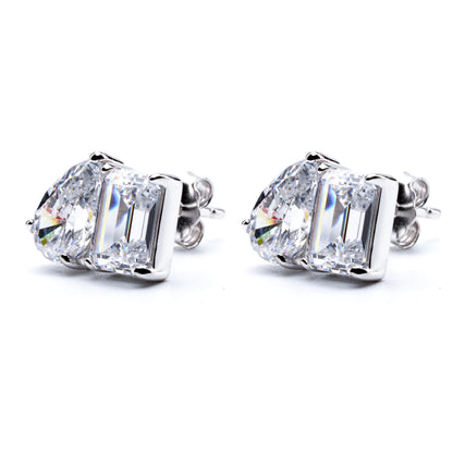 S925 Emerald Teardrop Twin Stone Earrings