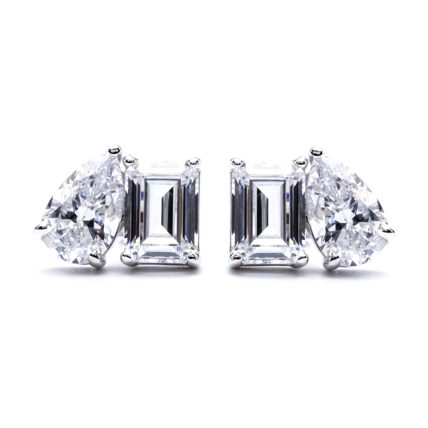 S925 Emerald Teardrop Twin Stone Earrings