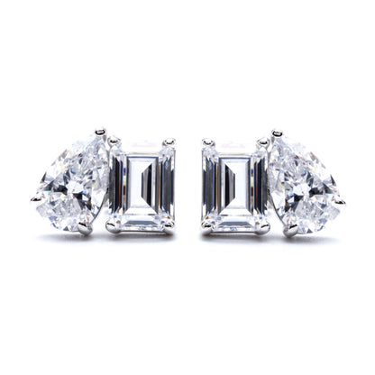 S925 Emerald Teardrop Twin Stone Earrings