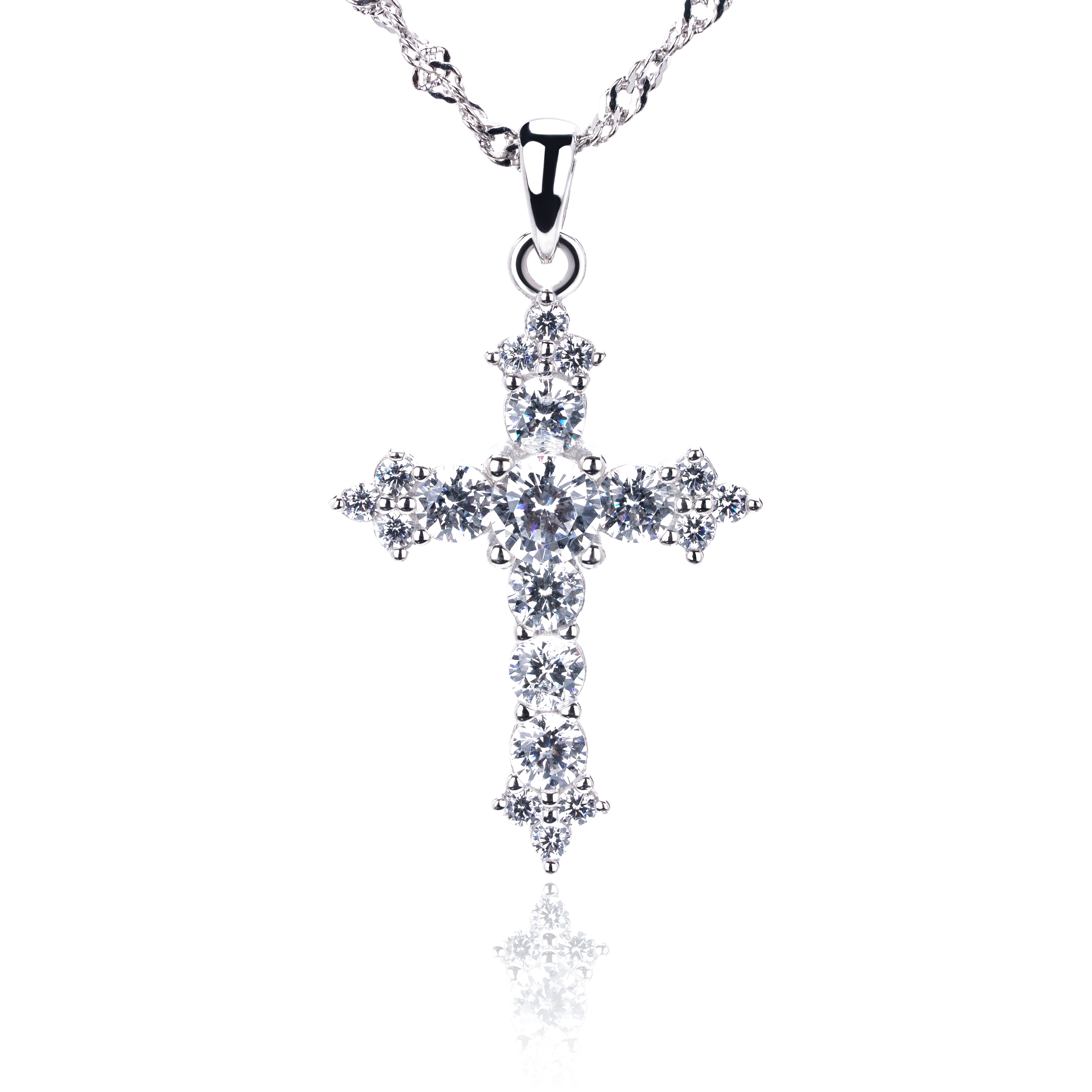 S925 18k plating 3連クロスネックレス 刻印 CZDiamond S925 Diamond Cross Zircon Necklace – LALLYA
