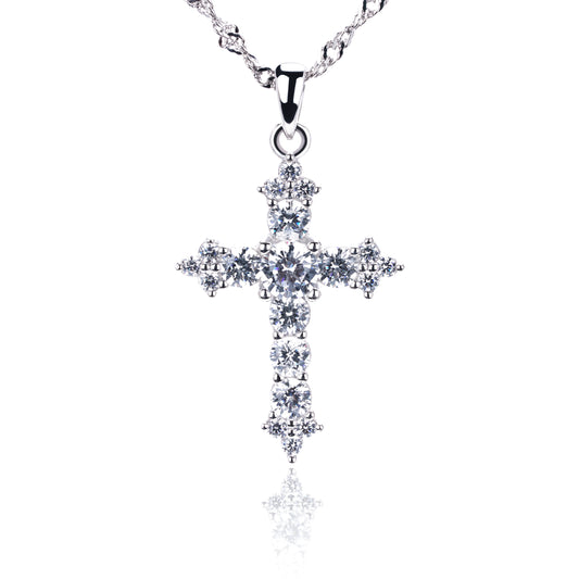 S925 Diamond Cross Zircon Necklace