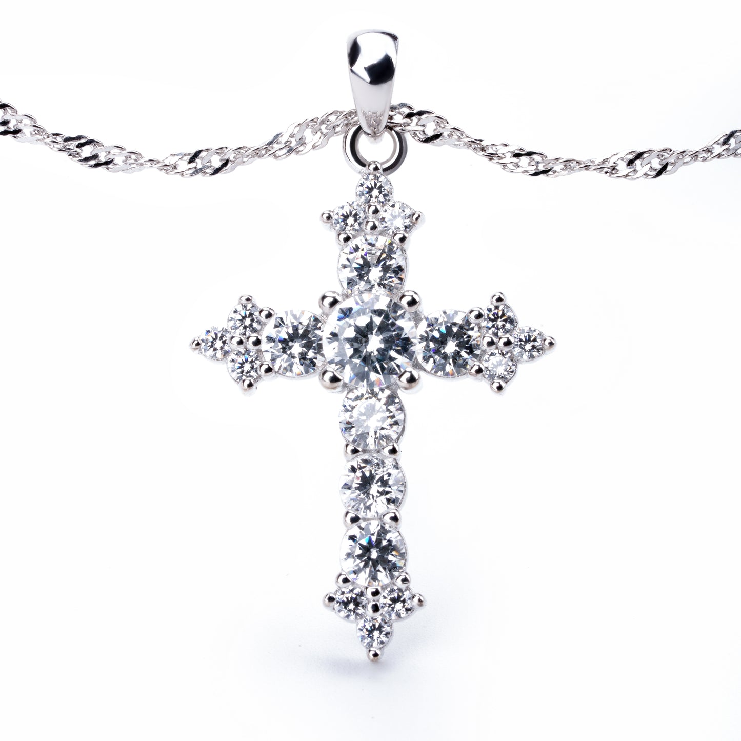 S925 diamond cross zircon necklace