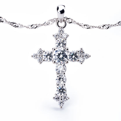 S925 diamond cross zircon necklace