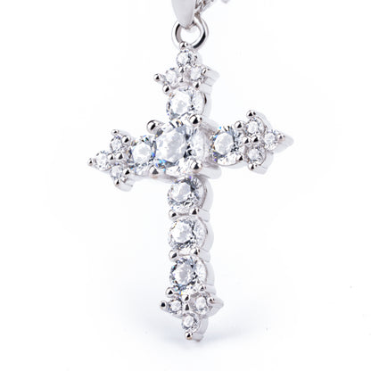 S925 diamond cross zircon necklace